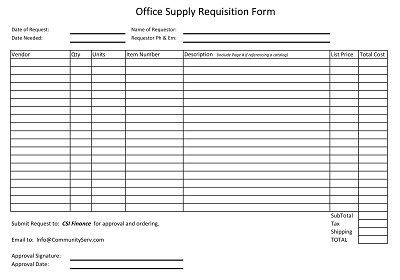 Office Supply Requisition Form