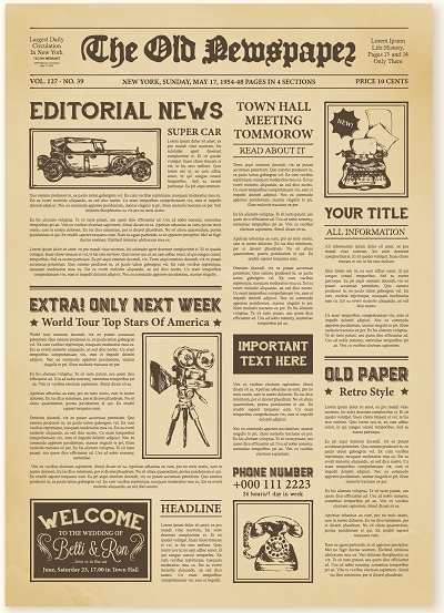 30+ Old (Vintage) Newspaper Templates - Free (Word,PDF) » Template Republic