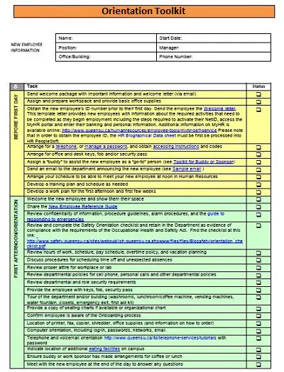 employee orientation form