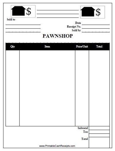 pawn shop receipt template