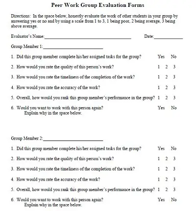 employee peer evaluation form