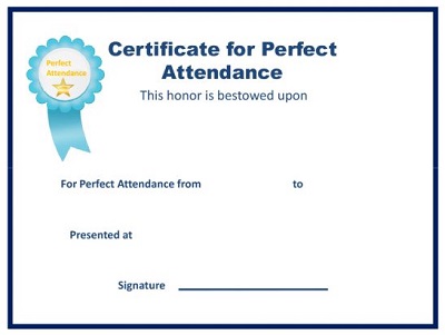 perfect attendance certificate template