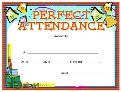 perfect attendance award template
