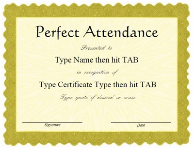 certificate of attendance template