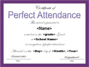 20+ Free Perfect Attendance Award Templates » Template Republic