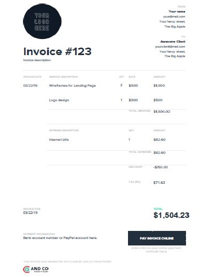 photography invoice template doc