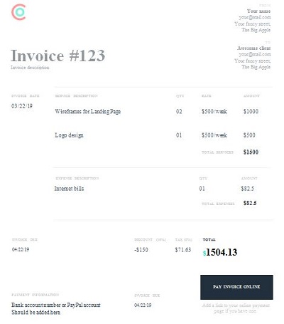 photography assistant invoice template
