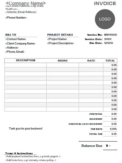photography invoice sample