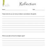 Printable Behavior Reflection Sheet Template