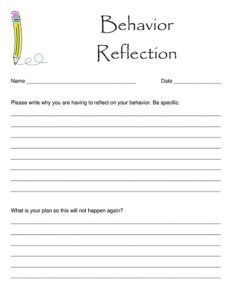 22+ Free Printable Behavior Reflection Sheet Templates » Template Republic