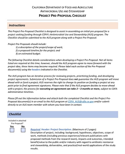 Project Pre-Proposal Checklist Template
