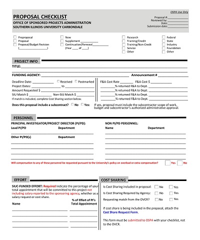 Proposal Checklist Template PDF