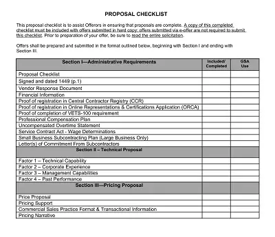 Simple Proposal Checklist Template