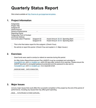 Quarterly Project Status Report Template