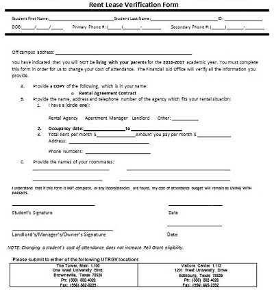 rent verification form