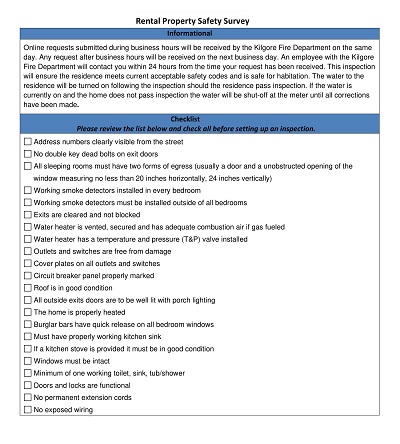 Rental Property Safety Checklist Template