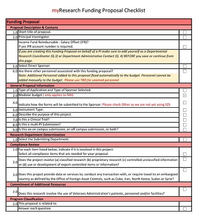 Research Funding Proposal Checklist Template
