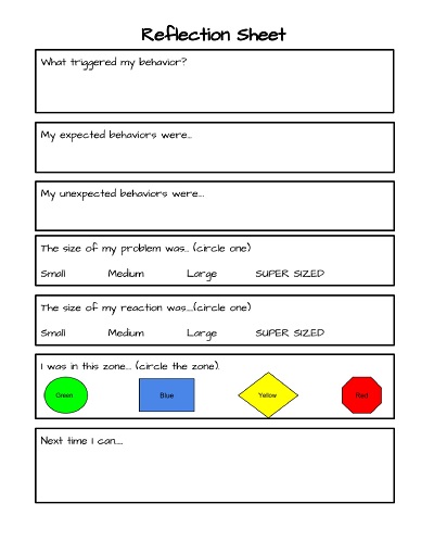 Sample Behavior Reflection Sheet