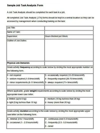 Sample Job Task Analysis Form