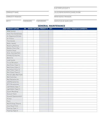 Printable Turnover Checklist Template