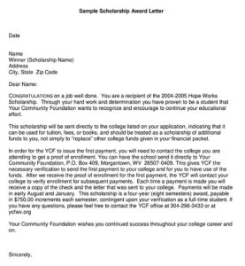 16+ Free Sample Scholarship Acceptance Letter Templates (DOC, PDF ...