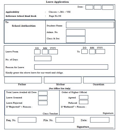 format of leave application form