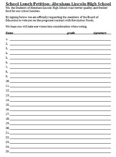 how to write a petition for school