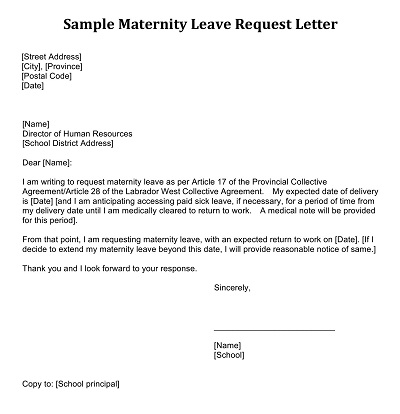 School Student & Principal Maternity Leave Letter