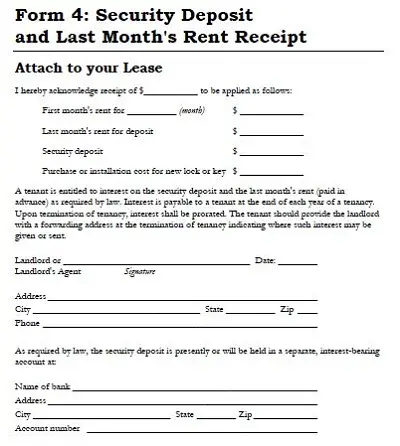 rental security deposit form