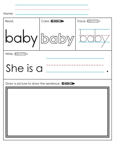 Sight Word Baby Worksheet