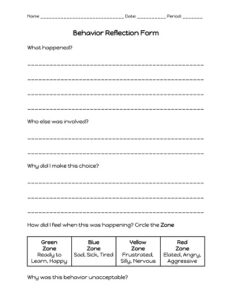 22+ Free Printable Behavior Reflection Sheet Templates » Template Republic