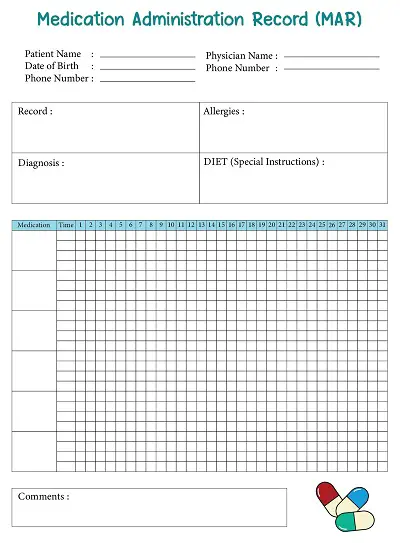 Simple Medication Administration Record Template