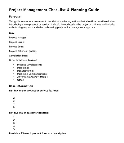 Simple Project Management Checklist