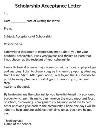 Simple Scholarship Acceptance Letter