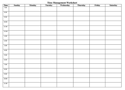 Simple Time Management Worksheet