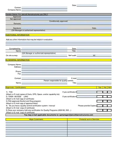 Simple Vendor Audit Survey Form Template