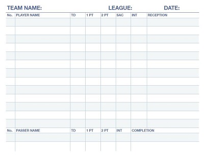 Soccer Stat Team Sheet