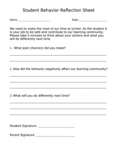 22+ Free Printable Behavior Reflection Sheet Templates » Template Republic