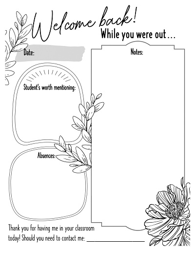 16 Free Printable Substitute Notes Templates Sample PDF Template 
