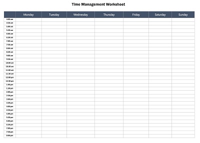 Time Management Worksheet For Adults