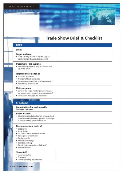 Trade Show Brief and Checklist