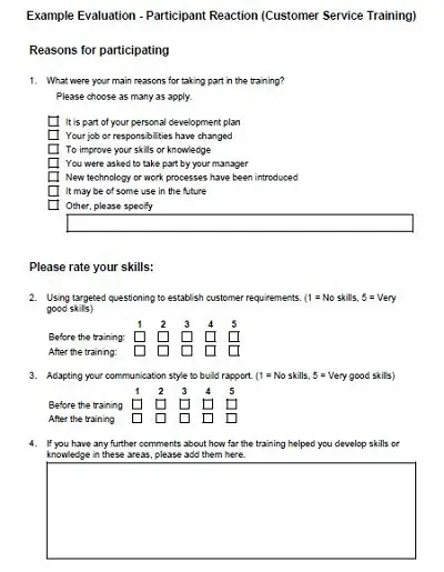 training feedback form for trainees