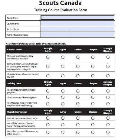 training feedback form format