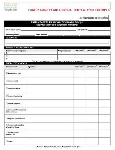 counseling treatment plan template word