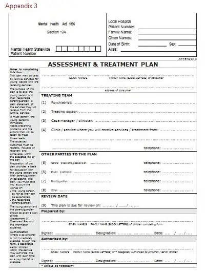 dental treatment plan form