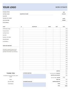 28+ Free Printable Work Estimate Templates (PDF, Excel) » Template Republic