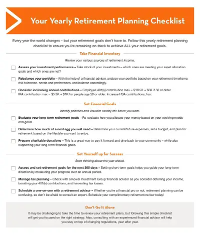 Yearly Retirement Planning Checklist Template